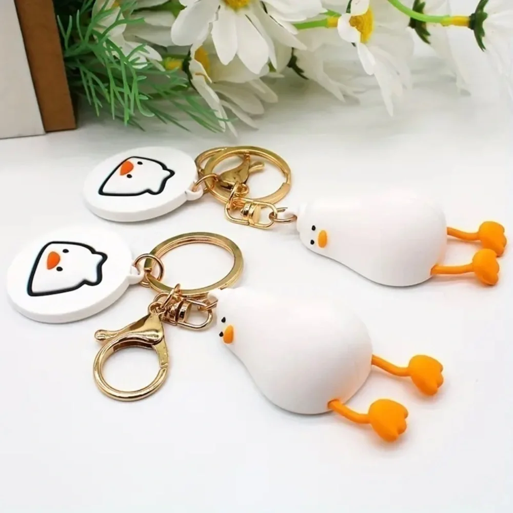 Large White Lying Flat Duck Keychain/Bag Charm
